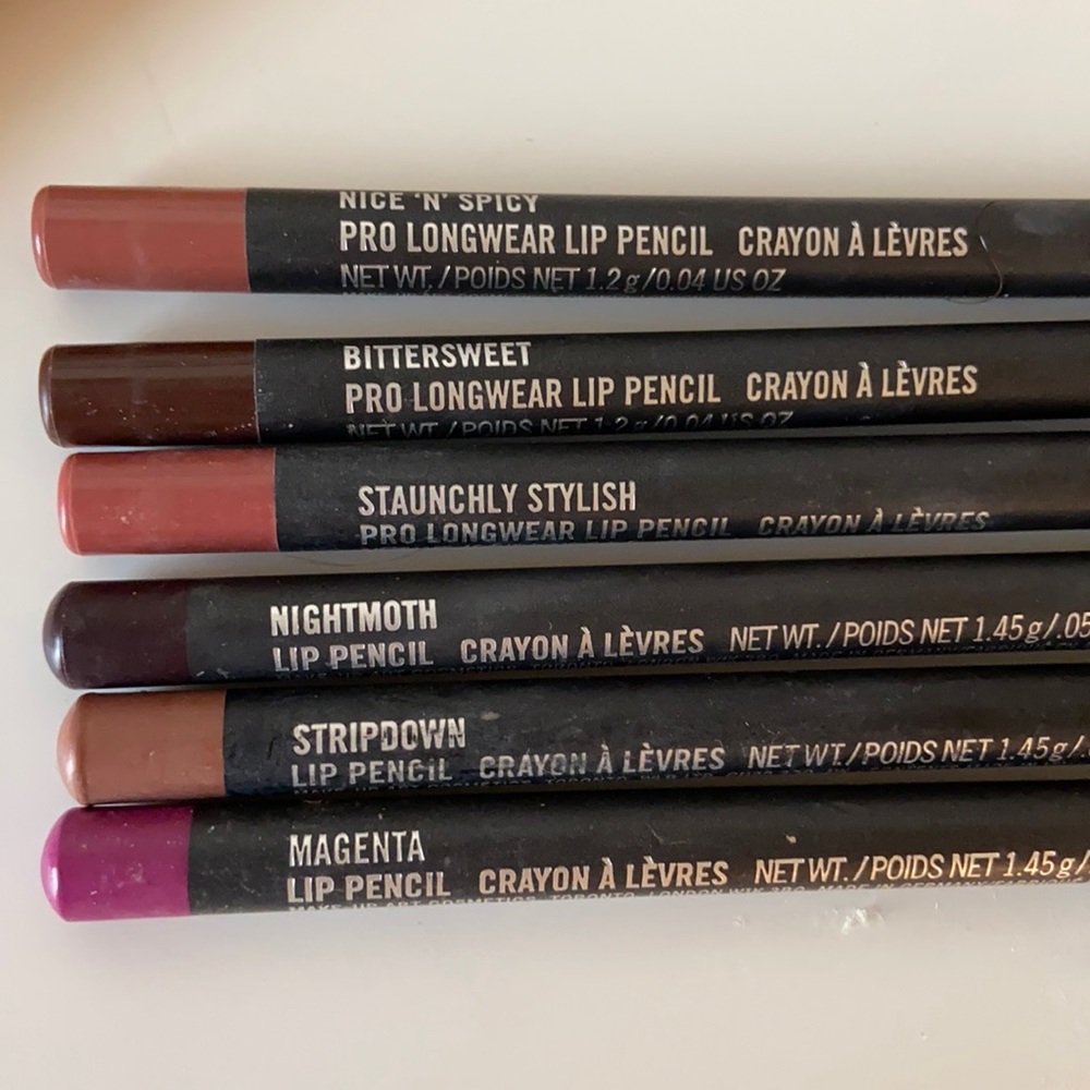 Lot of 6 MAC lip pencil & pro longwear lip pencils